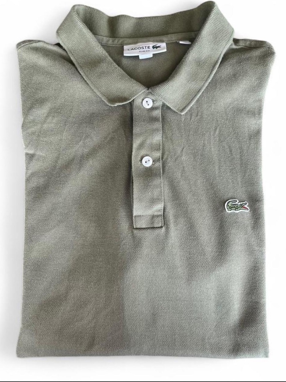 Lacoste Men’s Polo Shirt Sage Green Size XL Slim Fit